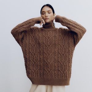 Brand New With All Tags Cordera Eco Wool Turtleneck Sweater in Brown One Size